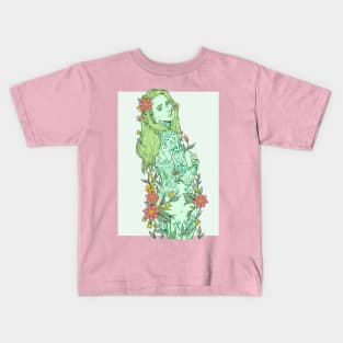 Inked Girl (green) Kids T-Shirt